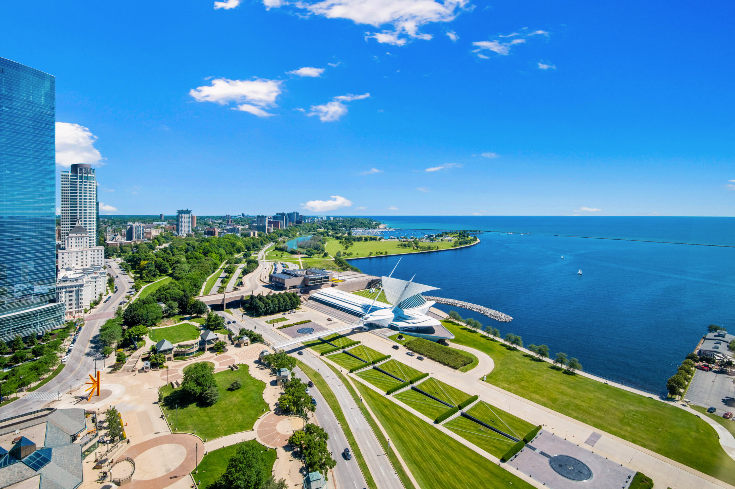 Lakeside walkways and views at The Couture in Milwaukee, Wisconsin