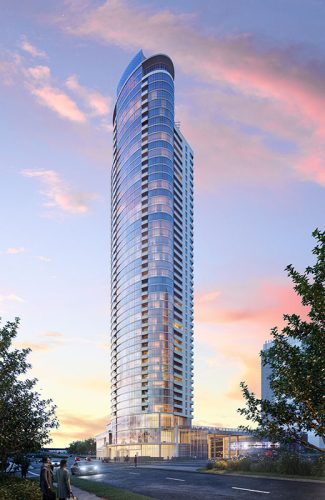 External view of the building at The Couture Apartments in Milwaukee, WI